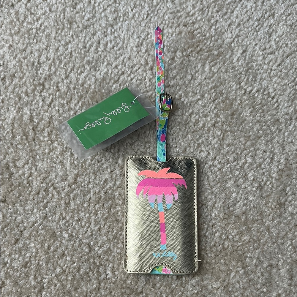 Lilly Pulitzer Gold and Pink Luggage Tag